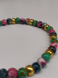 Fijne armband in natuursteentjes: kleur multicolor