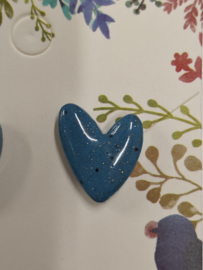 Oorsteker "Love Heart"  -  blauw met subtiel glinstertje