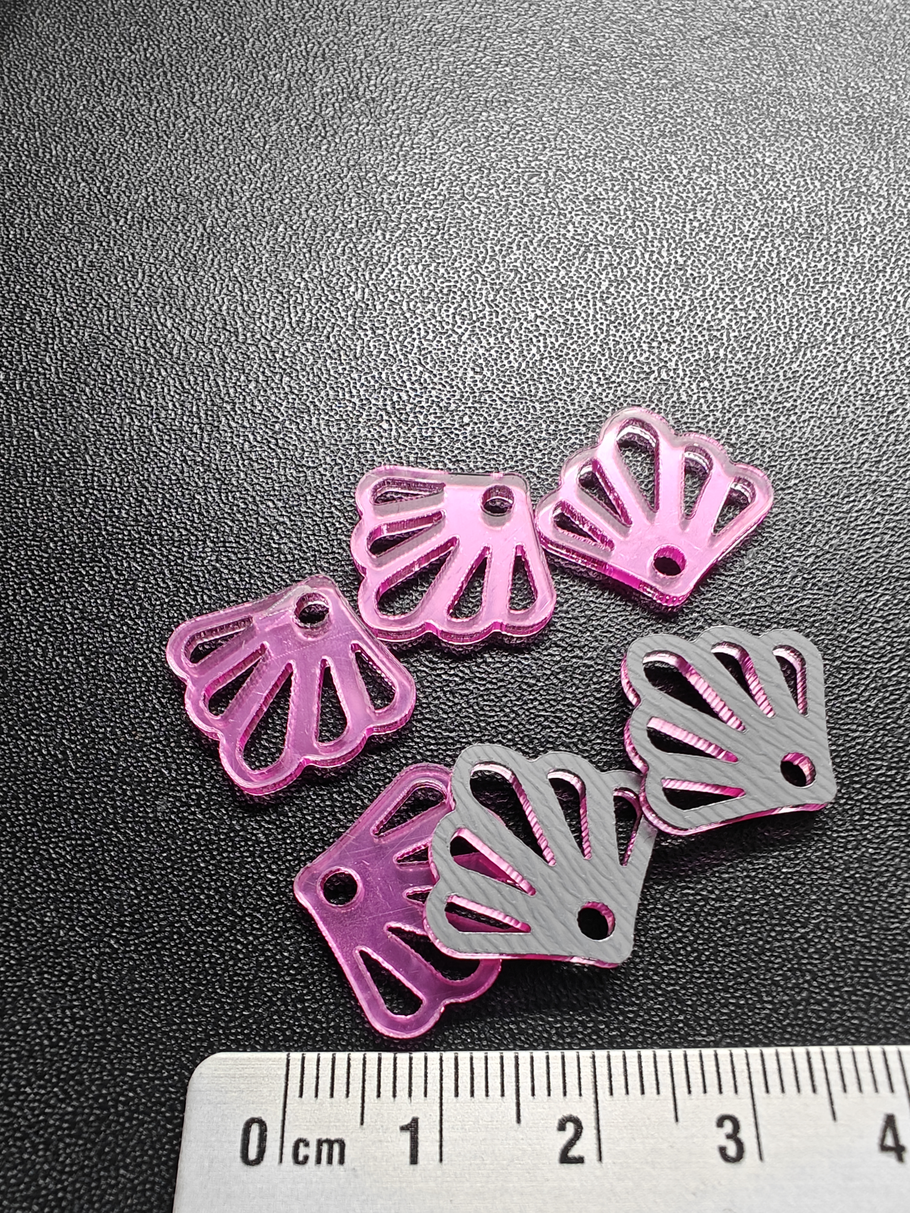 Bedel in acryl, rose, 6 stuks