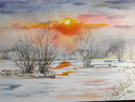 "Sneeuwlandschap" Aquarel 18 X 25 cm