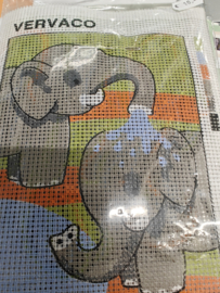 voorgedrukt  kinderpakket halve kruissteek "Olifanten"  13 x 18 cm