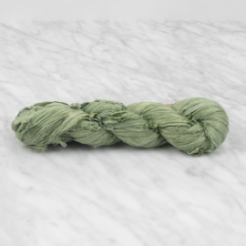 Recycled sari silk ribbon - sage - 100 gram