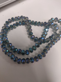 Glas kristal facet geslepen fonkelend blauw , rondel 6x5 mm