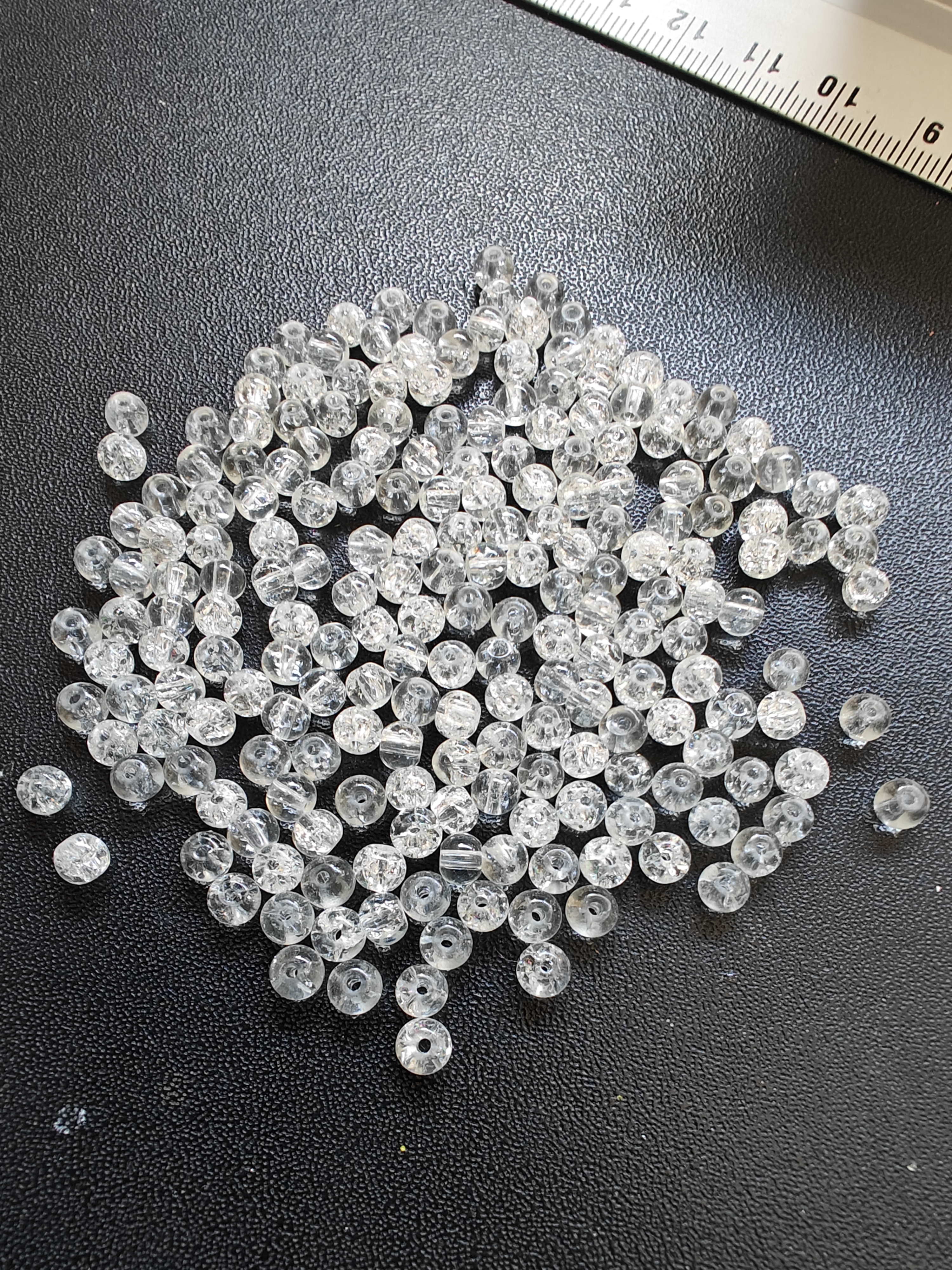 Glaskralen craquelé - 4 mm - 9 gram