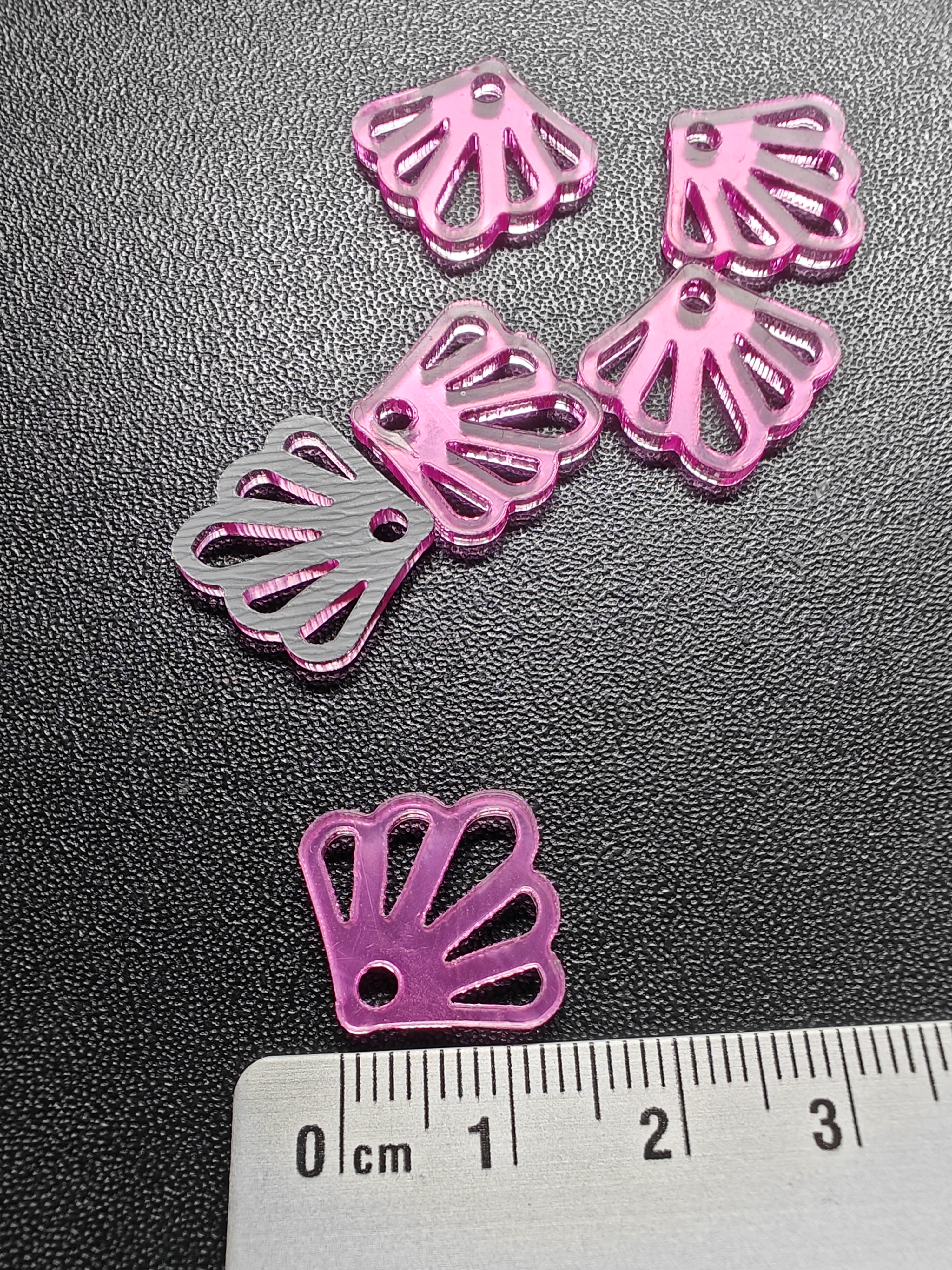 Bedel in acryl, rose, 6 stuks