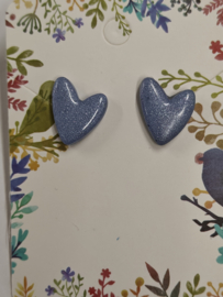 Oorsteker "Love Heart"  - staalblauw