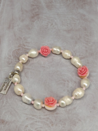 Armband "Pearls & Roses" roze