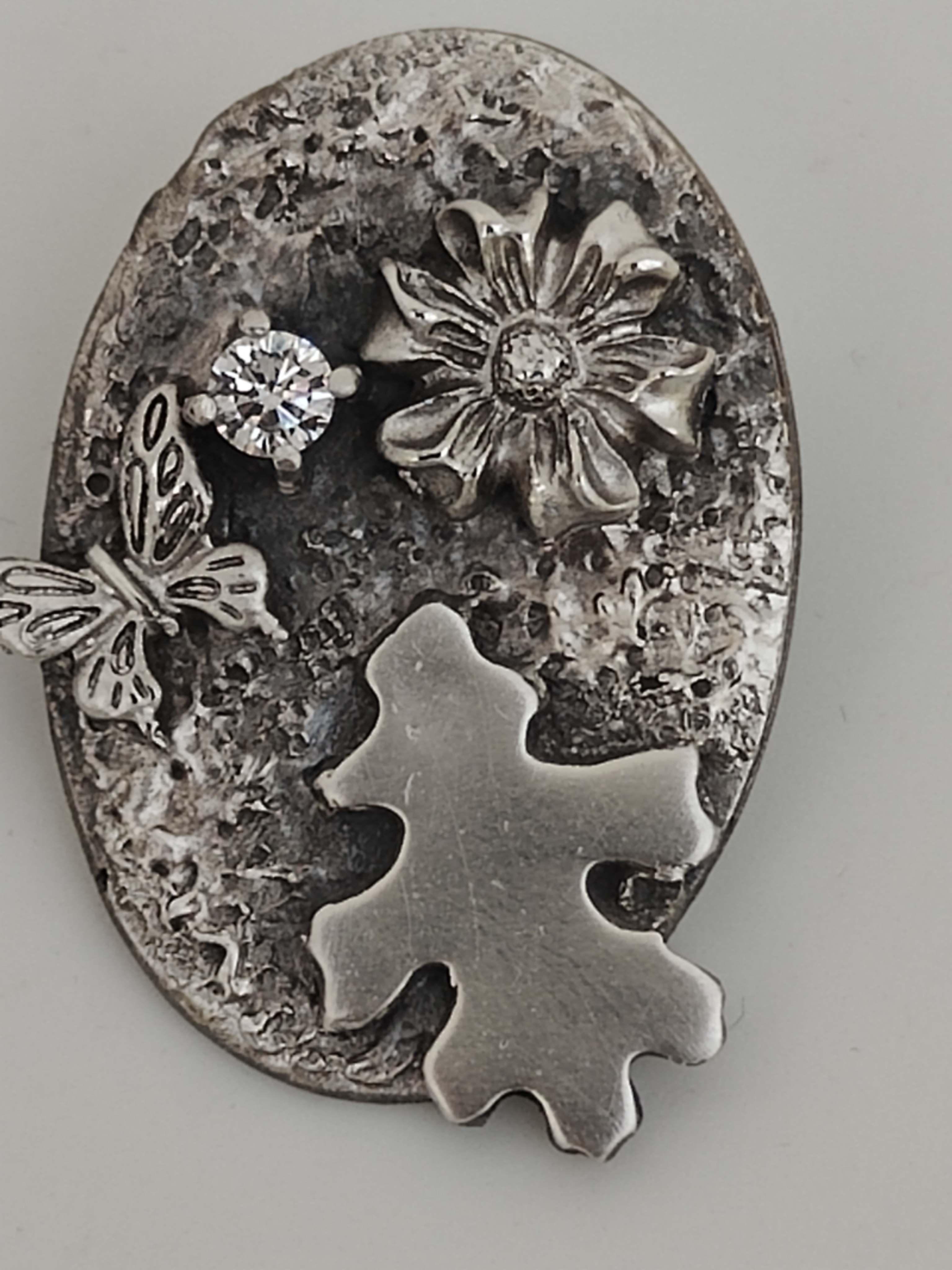 BR0001 - Broche “nature” - massief zilver - handwerk
