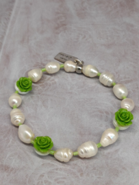 Armband "Pearls & Roses" groen