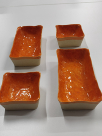 Handgevormde  tapas schaaltjes - fel oranje