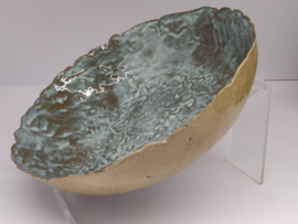 Handgevormde schaal - "Blue Moon" diameter  +/- 22 à 23 cm