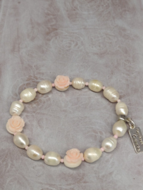 Armband "Pearls & Roses" lichtroze