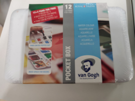 Van Gogh Aquarelverf pocket box Basic Colours met 12 kleuren in halve napjes + 3 gratis kleuren