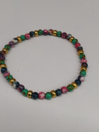 Fijne armband in natuursteentjes: kleur multicolor