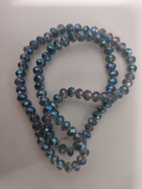 Glas kristal facet geslepen fonkelend blauw , rondel 6x5 mm