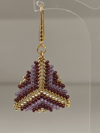 Miyuki oorbellen Triangle Purple/gold