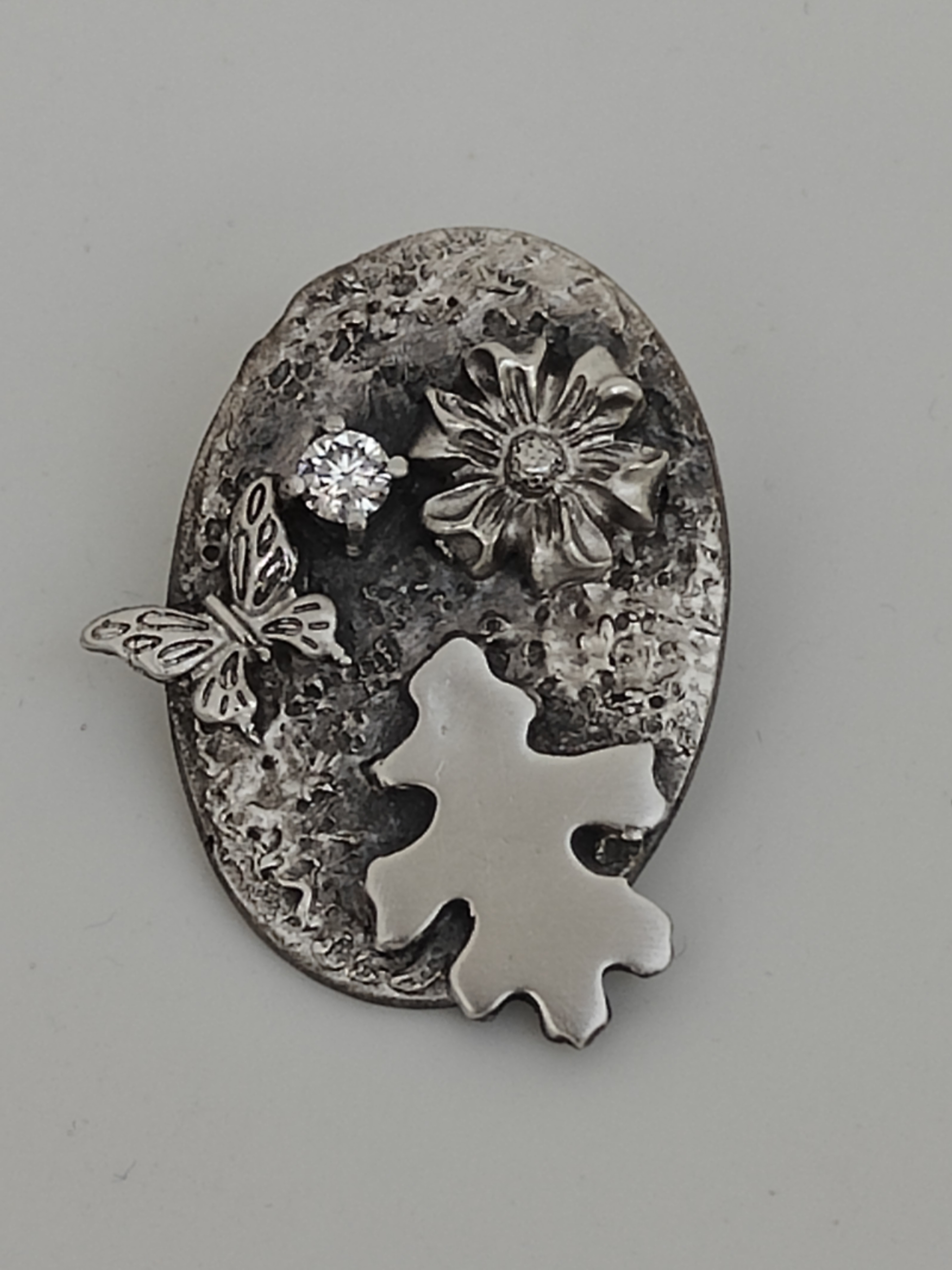BR0001 - Broche “nature” - massief zilver - handwerk