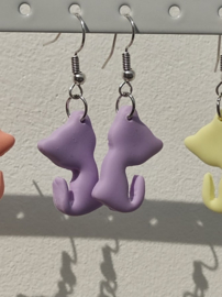 Oorhangers polymeer poesjes pastelpaars