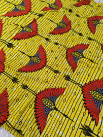030 Katoen afrikaanse block print - Kraanvogels - 110cm breed, 85 cm lang
