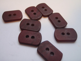 KA036 Knoop 2 gaatjes - 10 mm X 15 mm rechthoekig- bordeaux