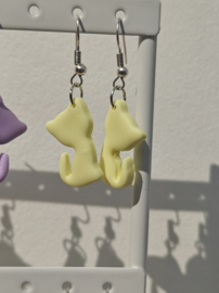 Oorhangers polymeer poesjes pastelgeel