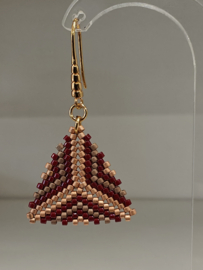 Miyuki oorbellen Triangle Bordeaux/copper