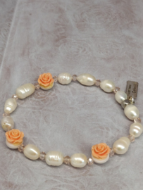 Armband "Pearls & Roses" zalmrose