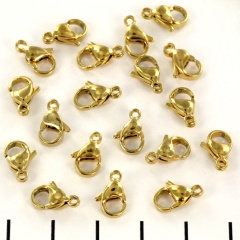 RVS - karabijnslotje goudkleurig  - 4 stuks - 11mm
