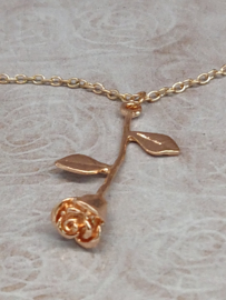 Halsketting kleur coppergold met roos
