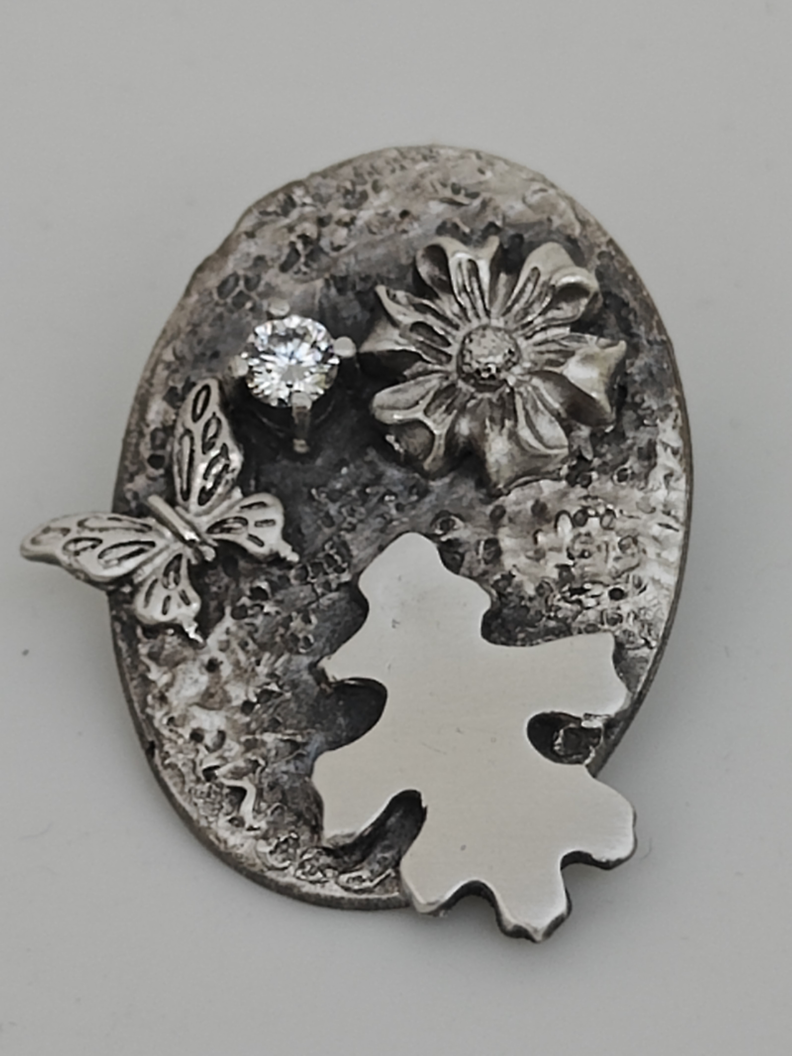 BR0001 - Broche “nature” - massief zilver - handwerk