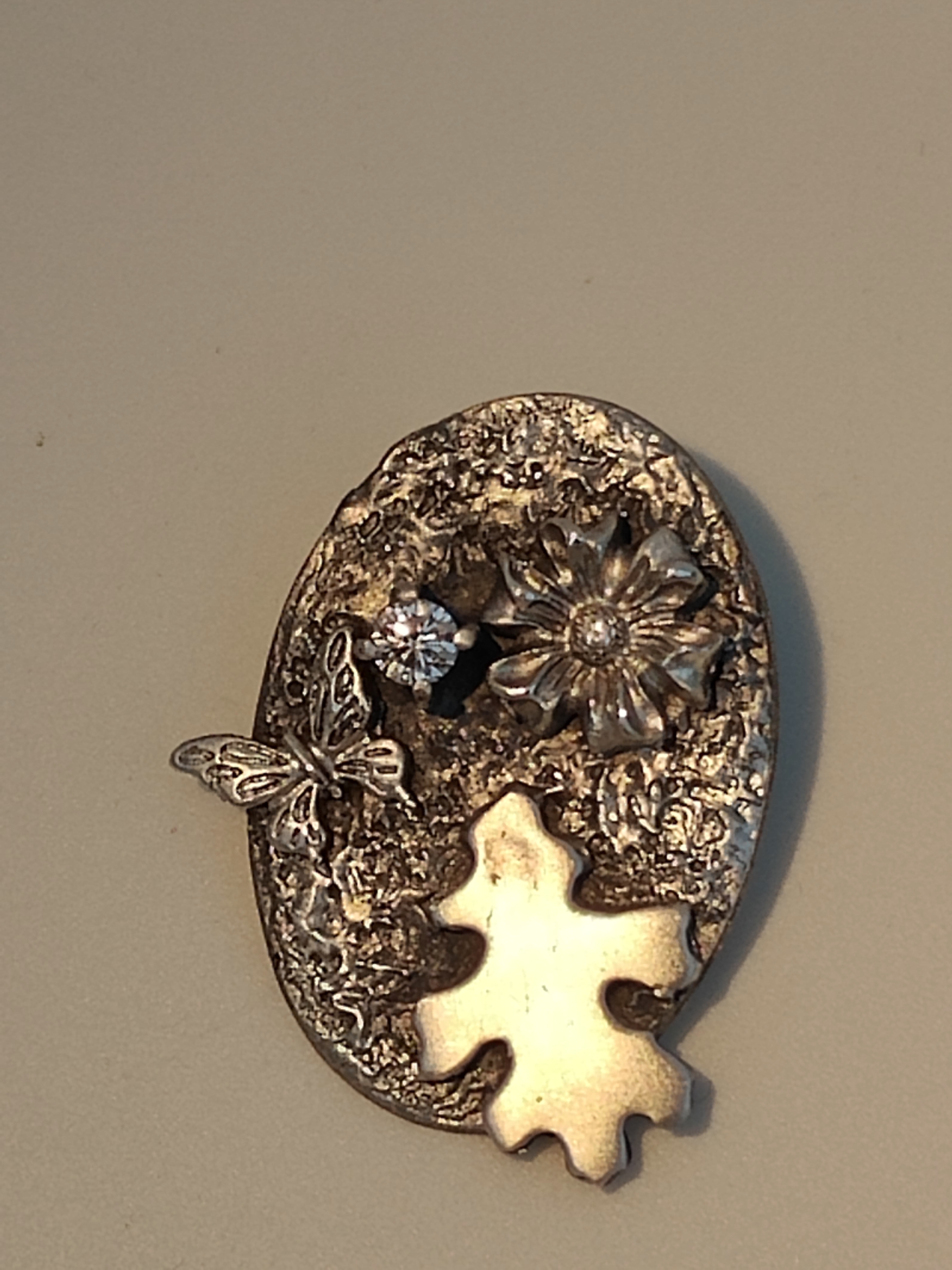 BR0001 - Broche “nature” - massief zilver - handwerk