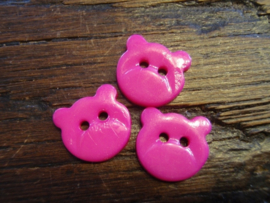 KA083 Knoop kattenkopje 2 gaatjes - 12 mm diameter - fuchsia