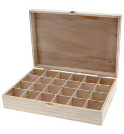 blank houten 24 vakken kistje (groot)