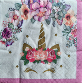 8123a Eenhoorn en bloemen (roze)