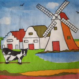 7687 Hollandse molen met koe