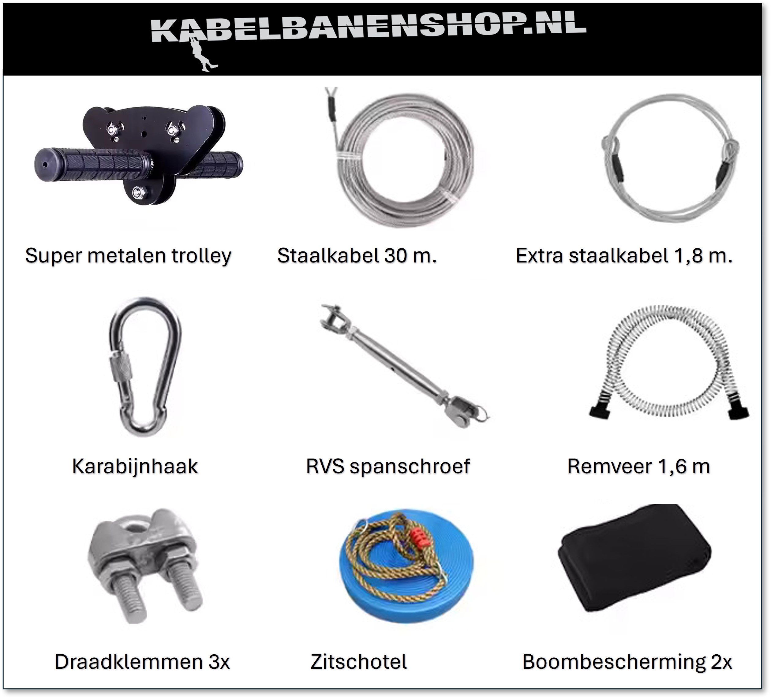 Compleet kabelbaan pakket 30 meter