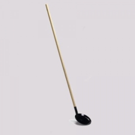 Bon-fire Pancake pan, black enamel, w. 130 cm separable wooden handle 28 cm diagonaal