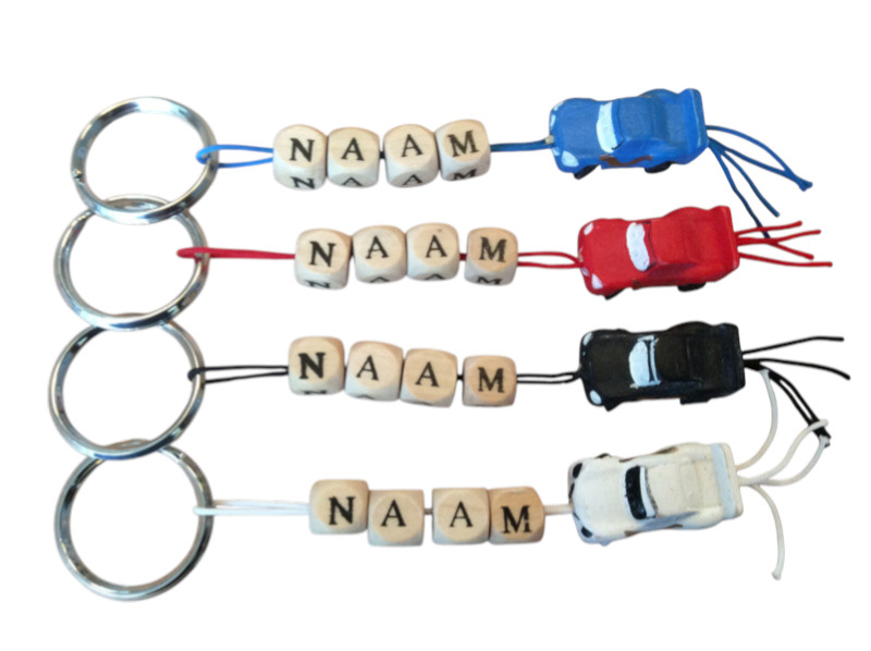 Naamsleutelhanger raceauto
