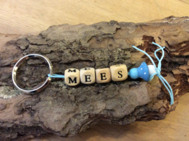 Naamsleutelhanger speen blauw