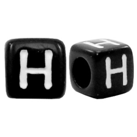 Acryl letterkraal zwart H  (vierkant)