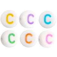 Acryl letterkraal multicolor-wit C (rond)