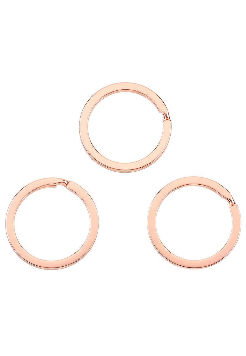 Metalen sleutelhangerring rose goudkleur 28 mm.