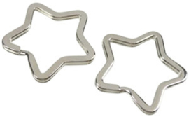 Metalen sleutelhangerring ster 34 mm.