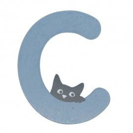 Houten kattenletter blauw C