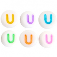 Acryl letterkraal multicolor-wit U (rond)