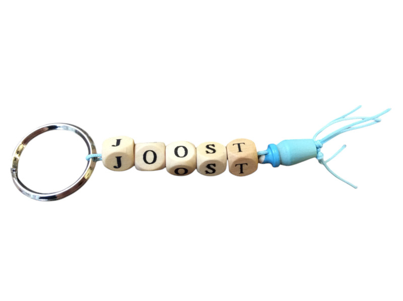 Naamsleutelhanger baby flesje blauw