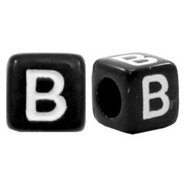 Acryl letterkraal zwart B  (vierkant)