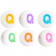 Acryl letterkraal multicolor-wit Q (rond)