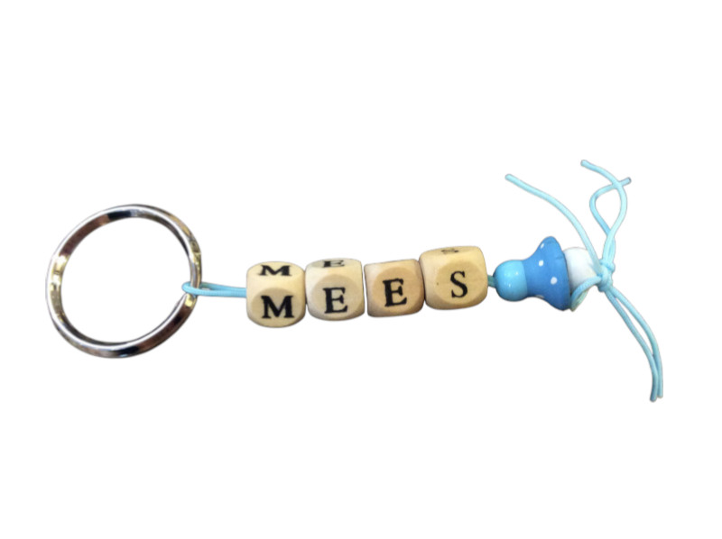 Naamsleutelhanger speen blauw