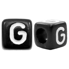 Acryl letterkraal zwart G  (vierkant)